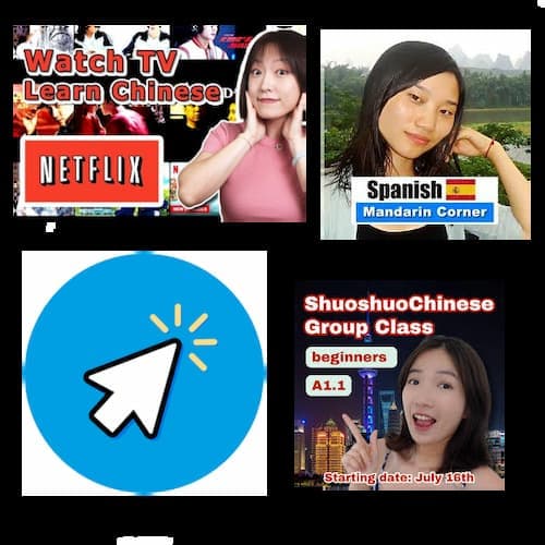 Collection of 4 images showing YouTube channels that teach Mandarin Chinese in different ways